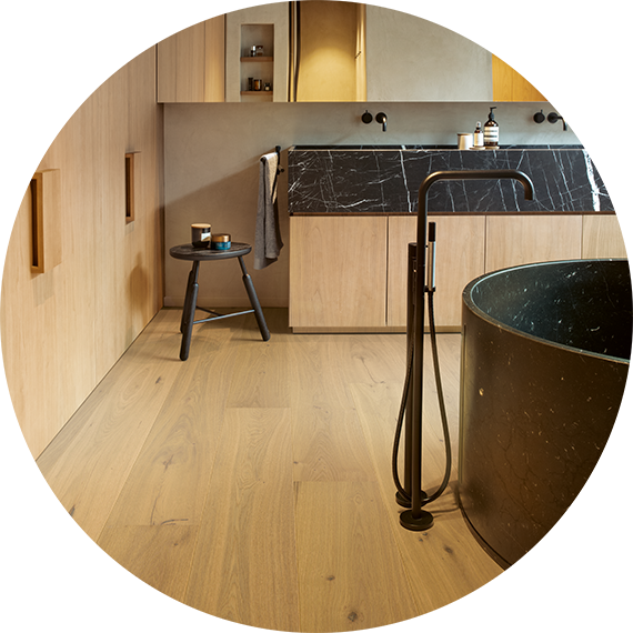 Watertight timber floor in bathroom